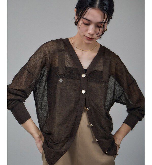 SALON adam et rope'「ウール混シアークレープVネックカーディガン」|カーディガン|