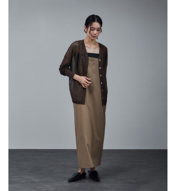 SALON adam et rope'「ウール混シアークレープVネックカーディガン」|カーディガン|