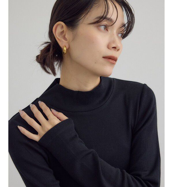 SALON adam et rope'「Hug Silkハイネックプルオーバー」|Tシャツ・カットソー|ブラック(01)