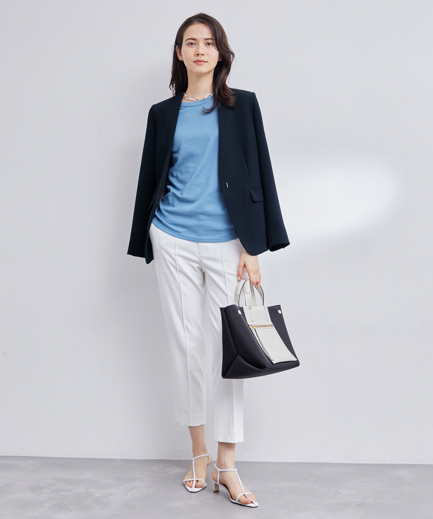 ROPE「【洗える】アセテートダブルクロス ノーカラージャケット/セレモニー・セットアップ対応」|ノーカラージャケット|