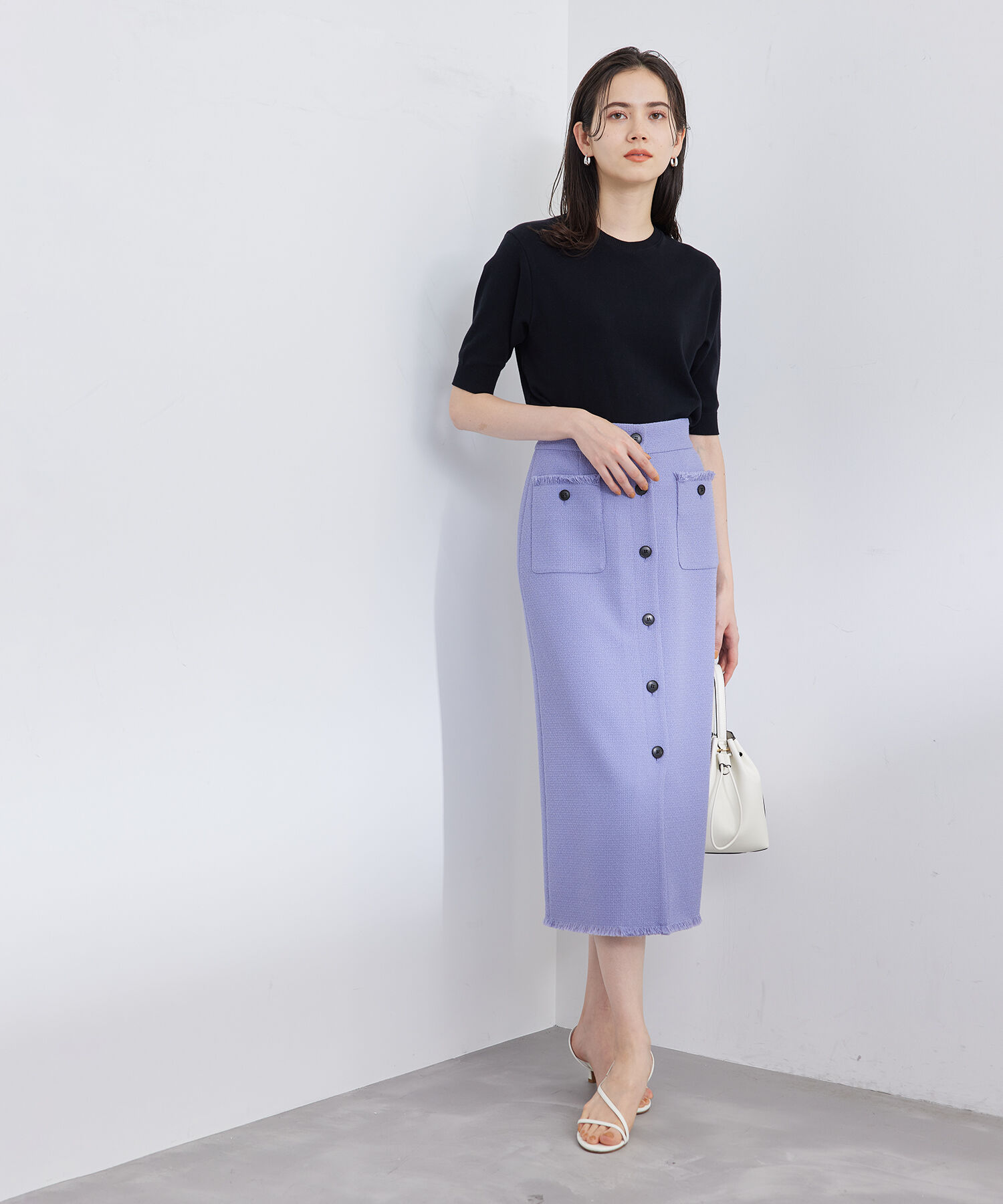 ROPE「【ITALY】クルーネック5分袖ニット」|Tシャツ・カットソー|