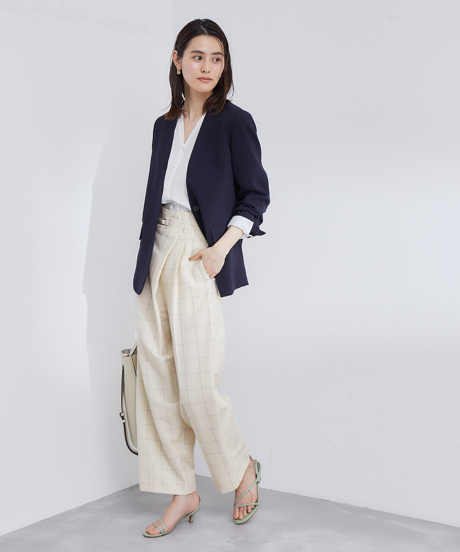 ROPE「【洗える】アシンメトリーラップ風ハイウエストワイドパンツ/セット対応」|その他|