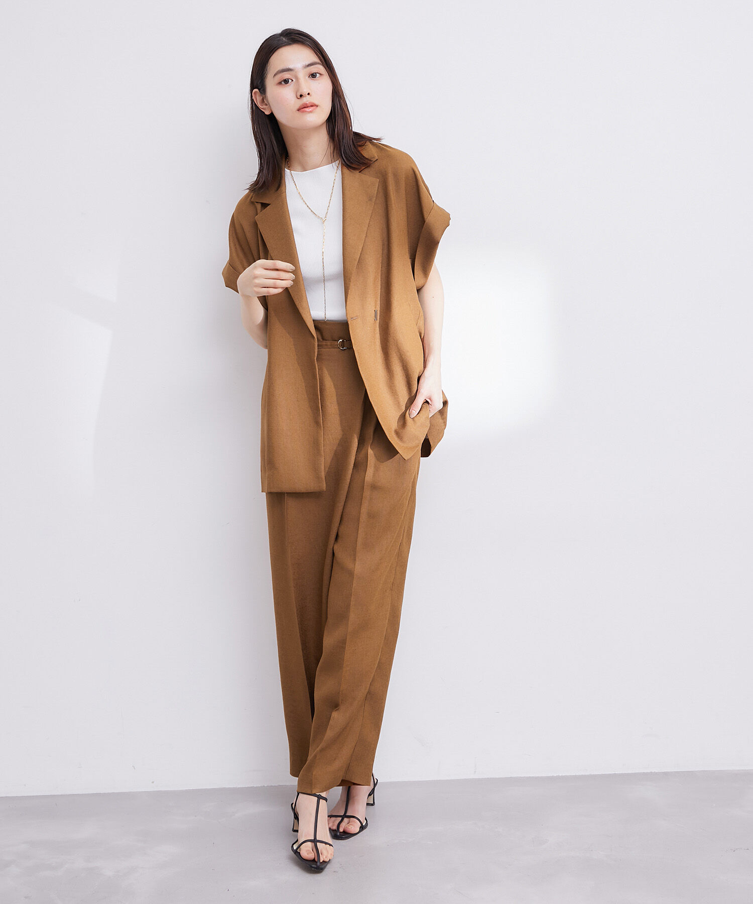 ROPE「【洗える】アシンメトリーラップ風ハイウエストワイドパンツ/セット対応」|その他|