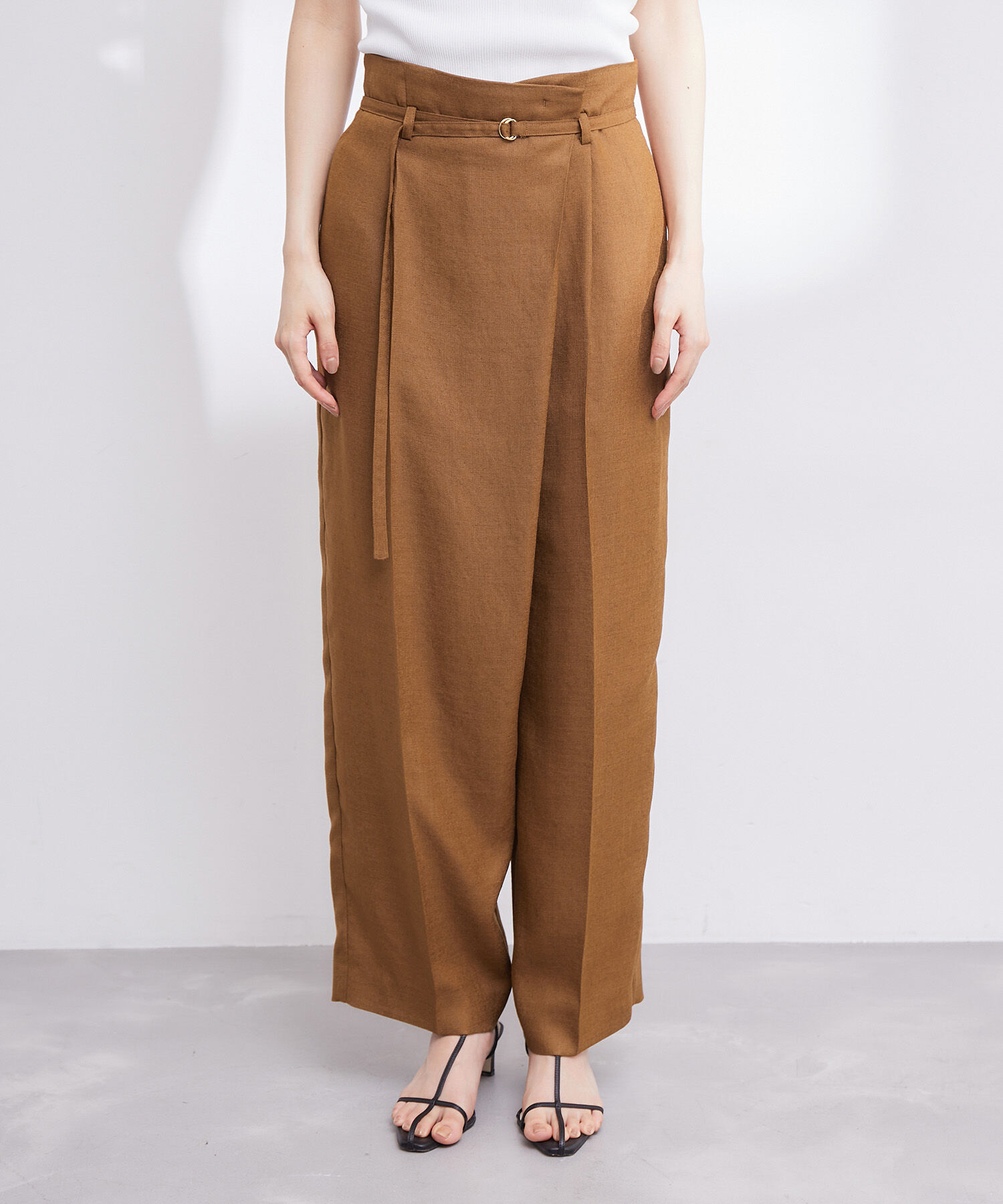 ROPE「【洗える】アシンメトリーラップ風ハイウエストワイドパンツ/セット対応」|その他|