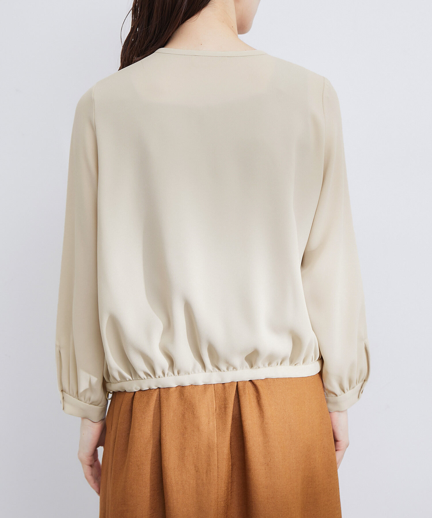 ROPE「【撥水加工】【洗える】とろみドライタッチノーカラーブルゾン/セットアップ対応」|ブルゾン・スタジャン|