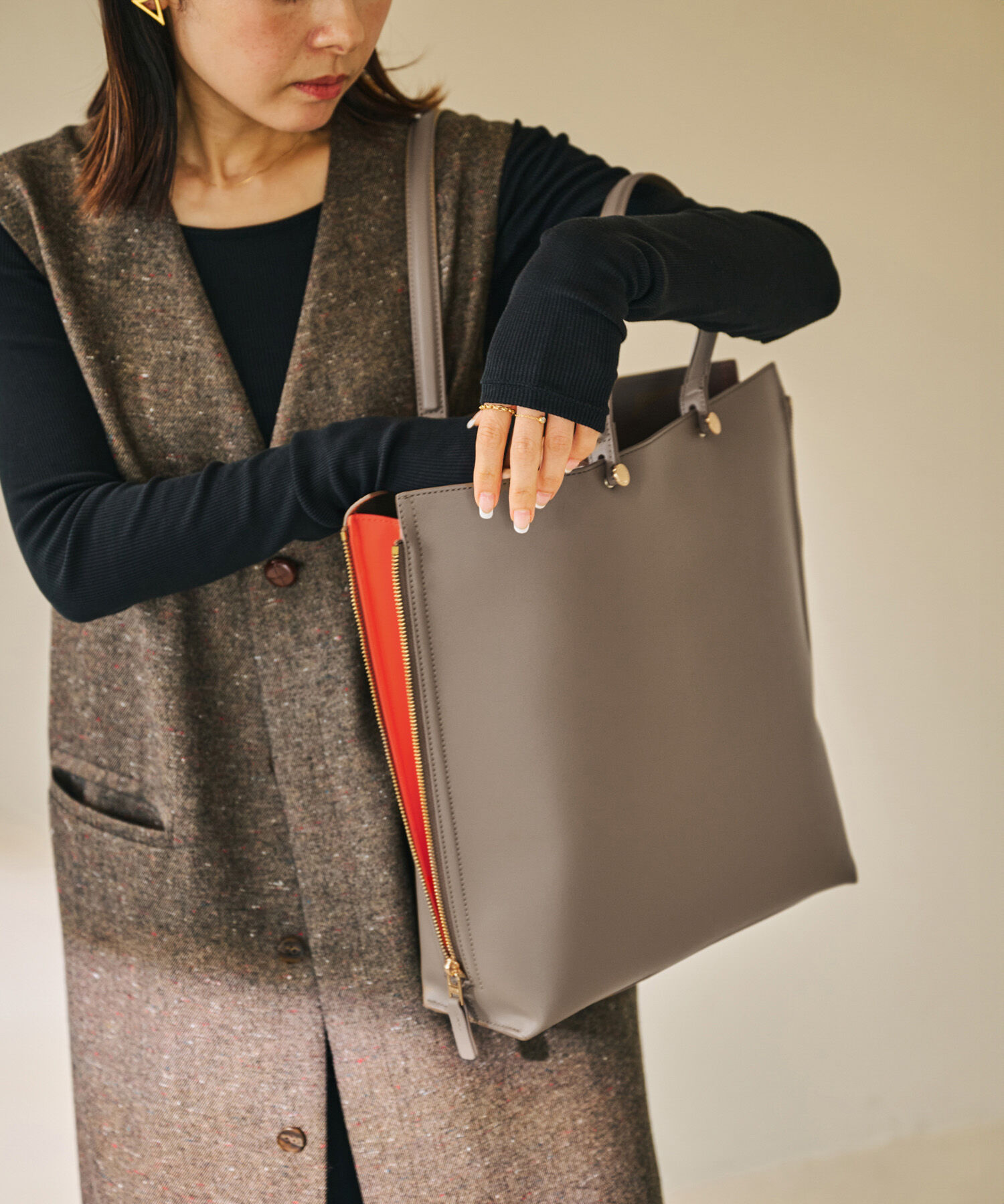 E'POR「【A4対応】【E'POR】Y BAG Large【通勤】【メディア掲載】」|トートバッグ|ダークブラウン(20)