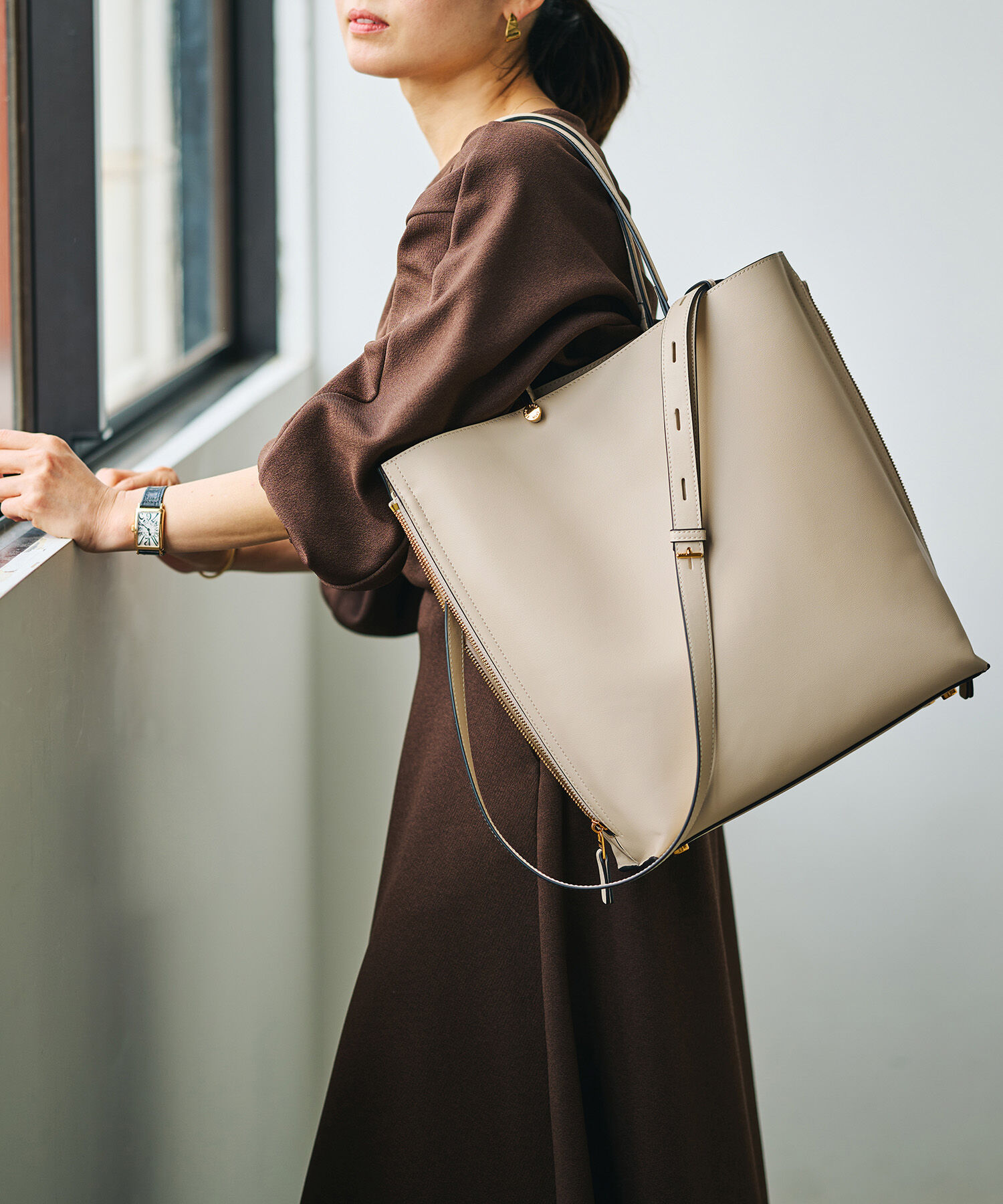 E'POR「【A4対応】【E'POR】Y BAG Large【通勤】【メディア掲載】」|トートバッグ|ベージュ(27)