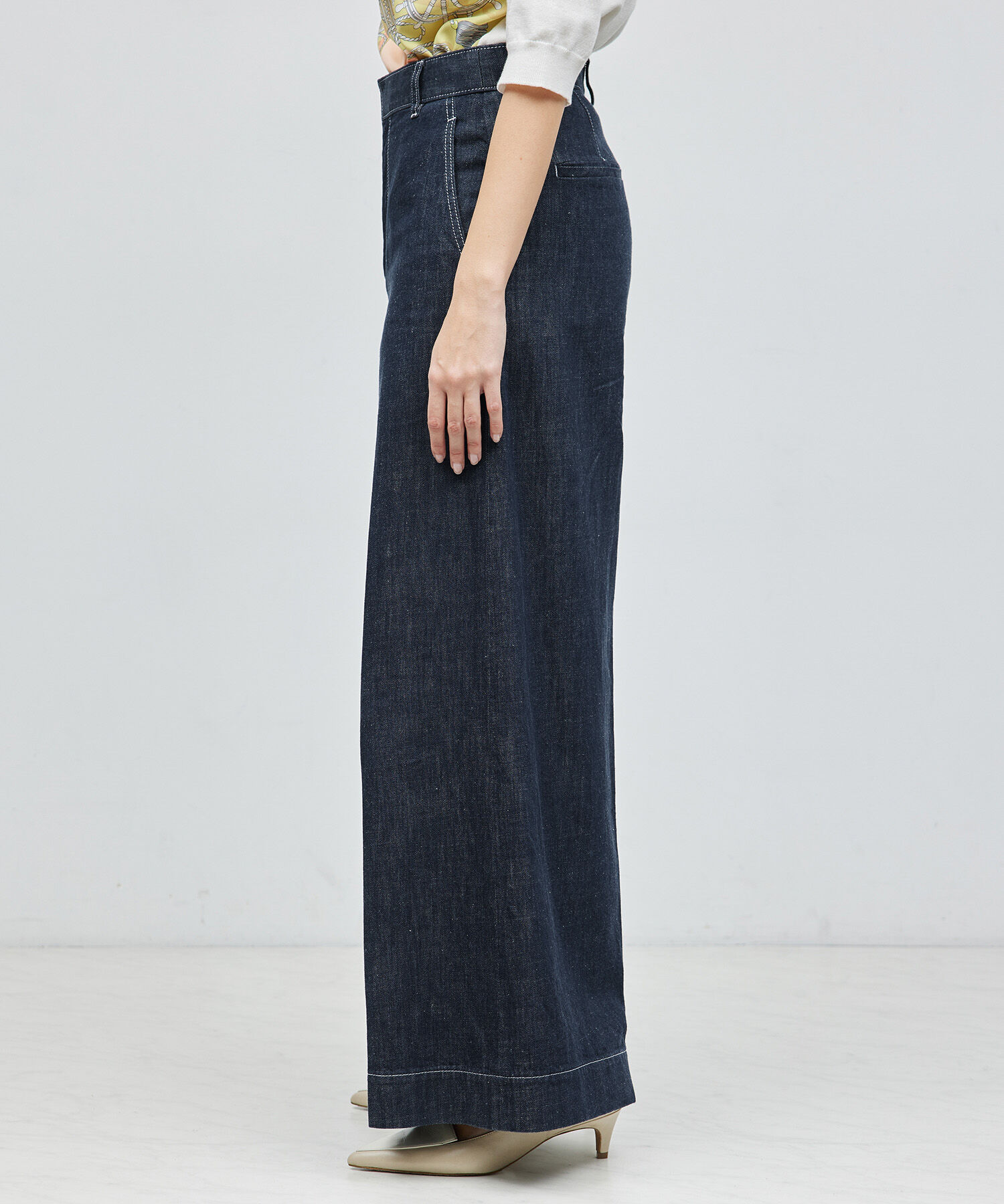 ROPE「デニムライクワイドパンツ」|デニム|