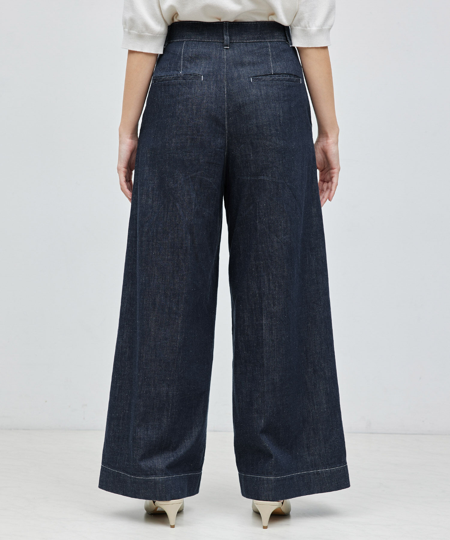 ROPE「デニムライクワイドパンツ」|デニム|