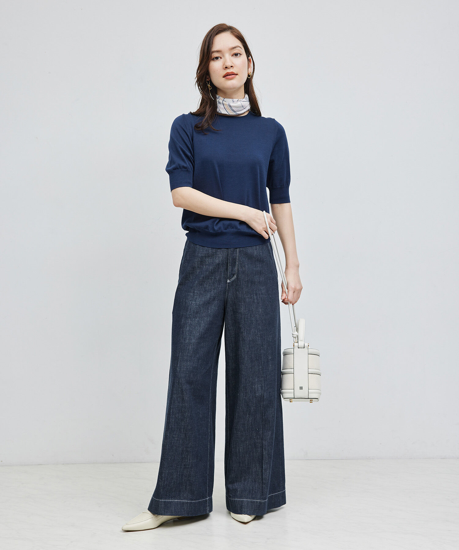 ROPE「デニムライクワイドパンツ」|デニム|