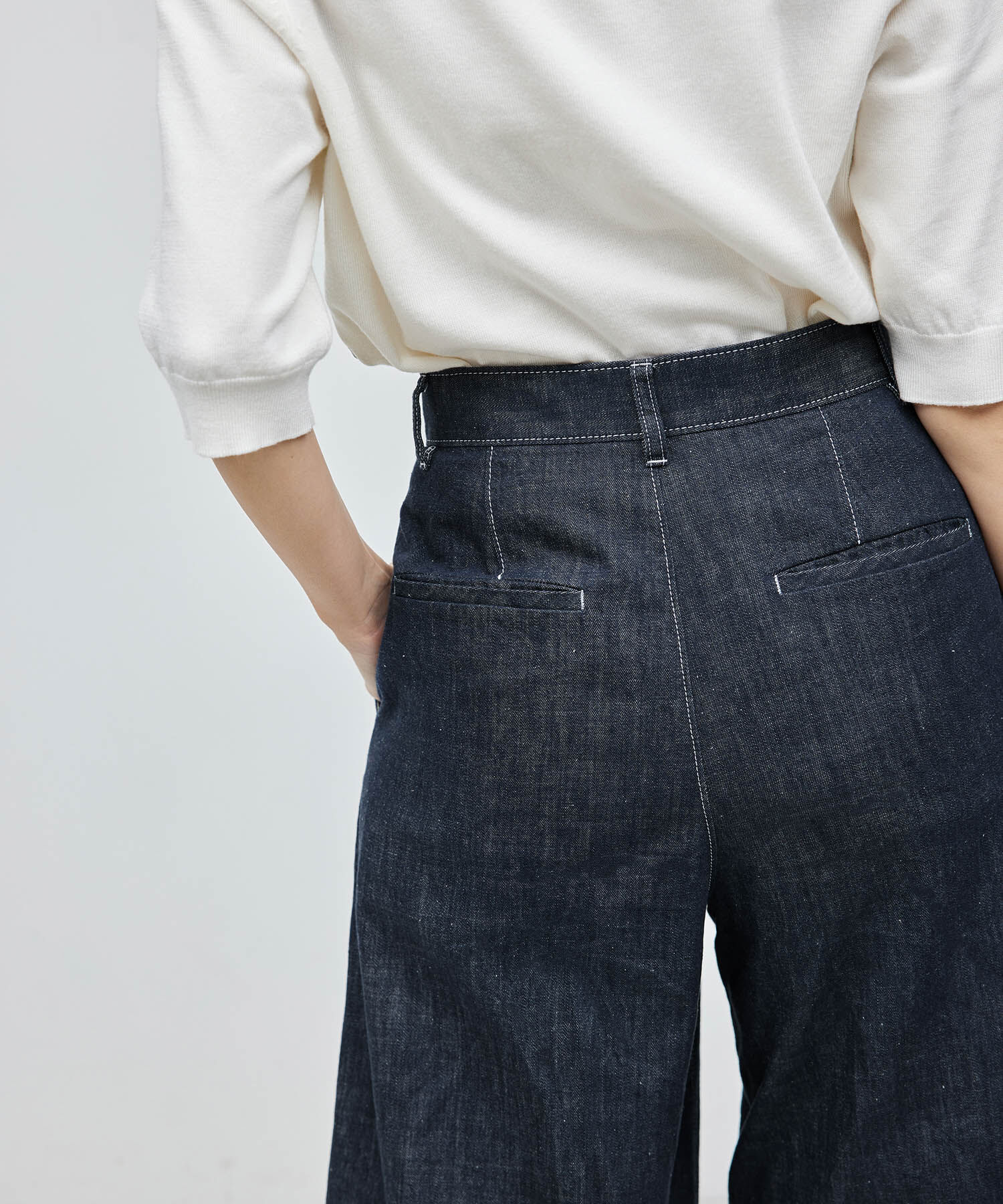 ROPE「デニムライクワイドパンツ」|デニム|