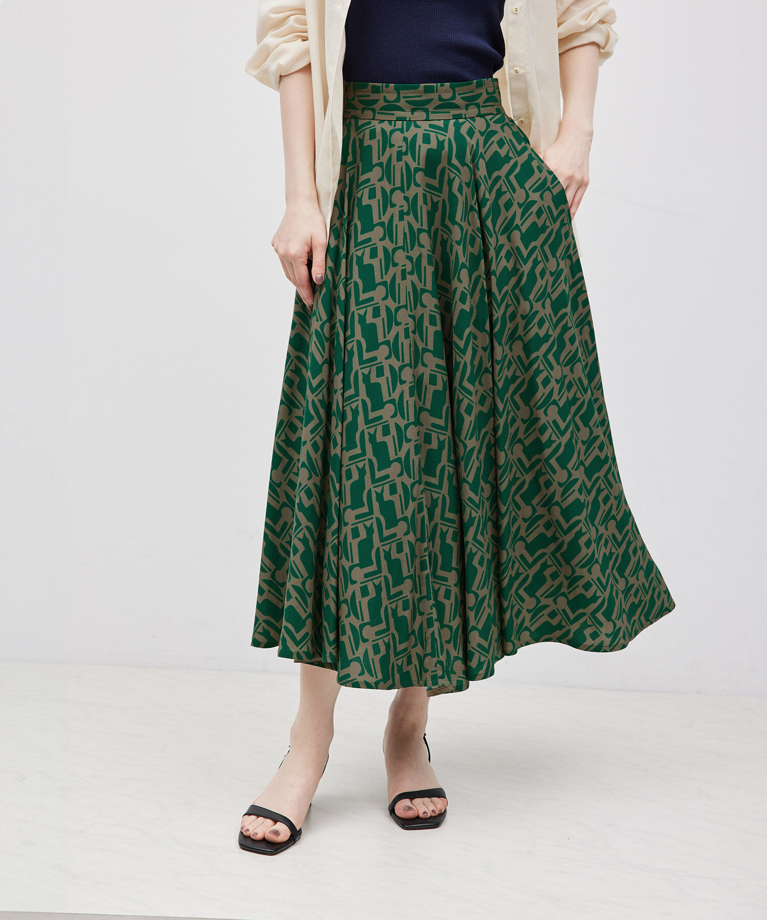 ROPE「【DEVEAUX】プリントフレアスカート」|スカート|