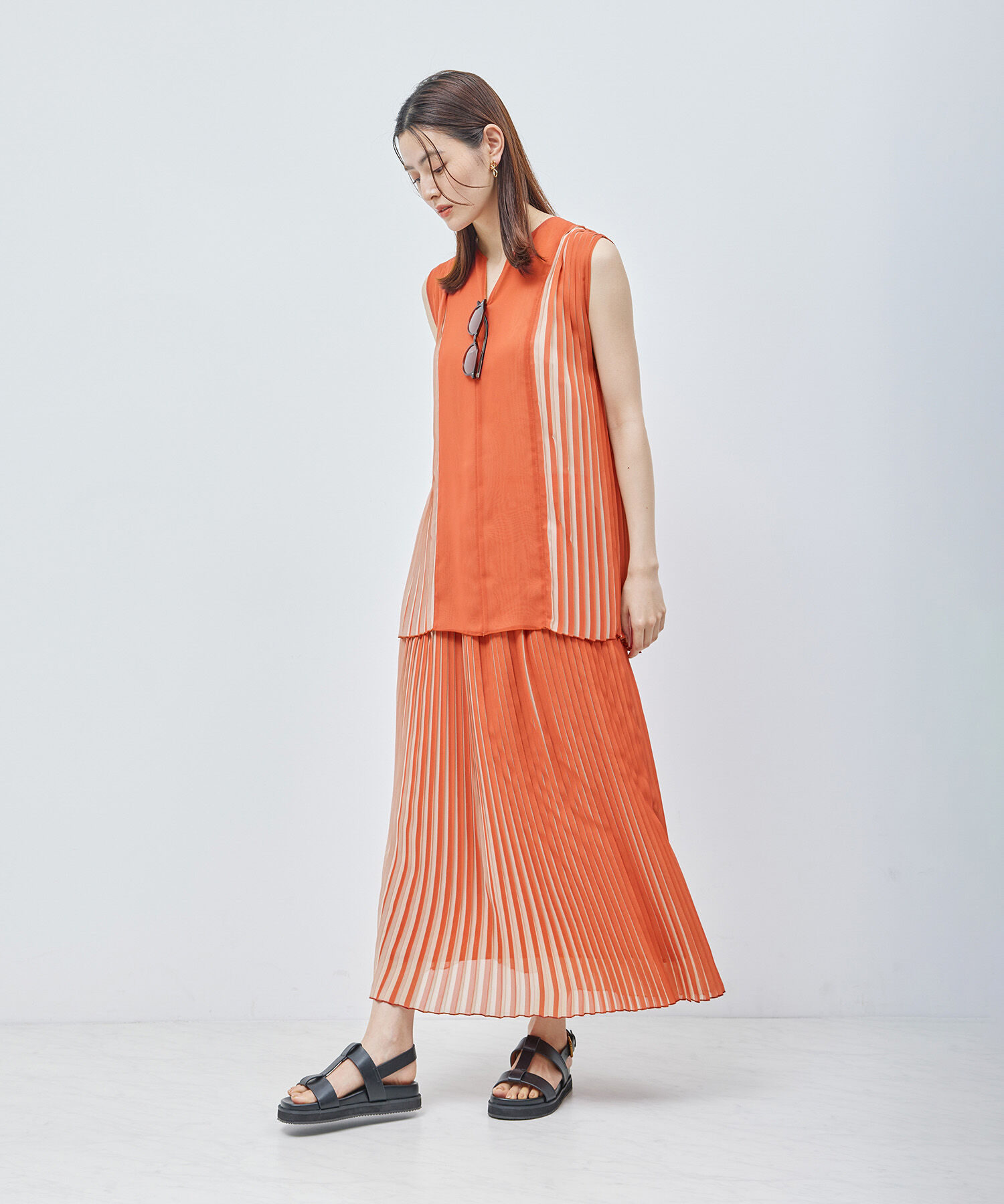 ROPE「プリーツスカート（バイカラー/無地）【メディア掲載】」|スカート|