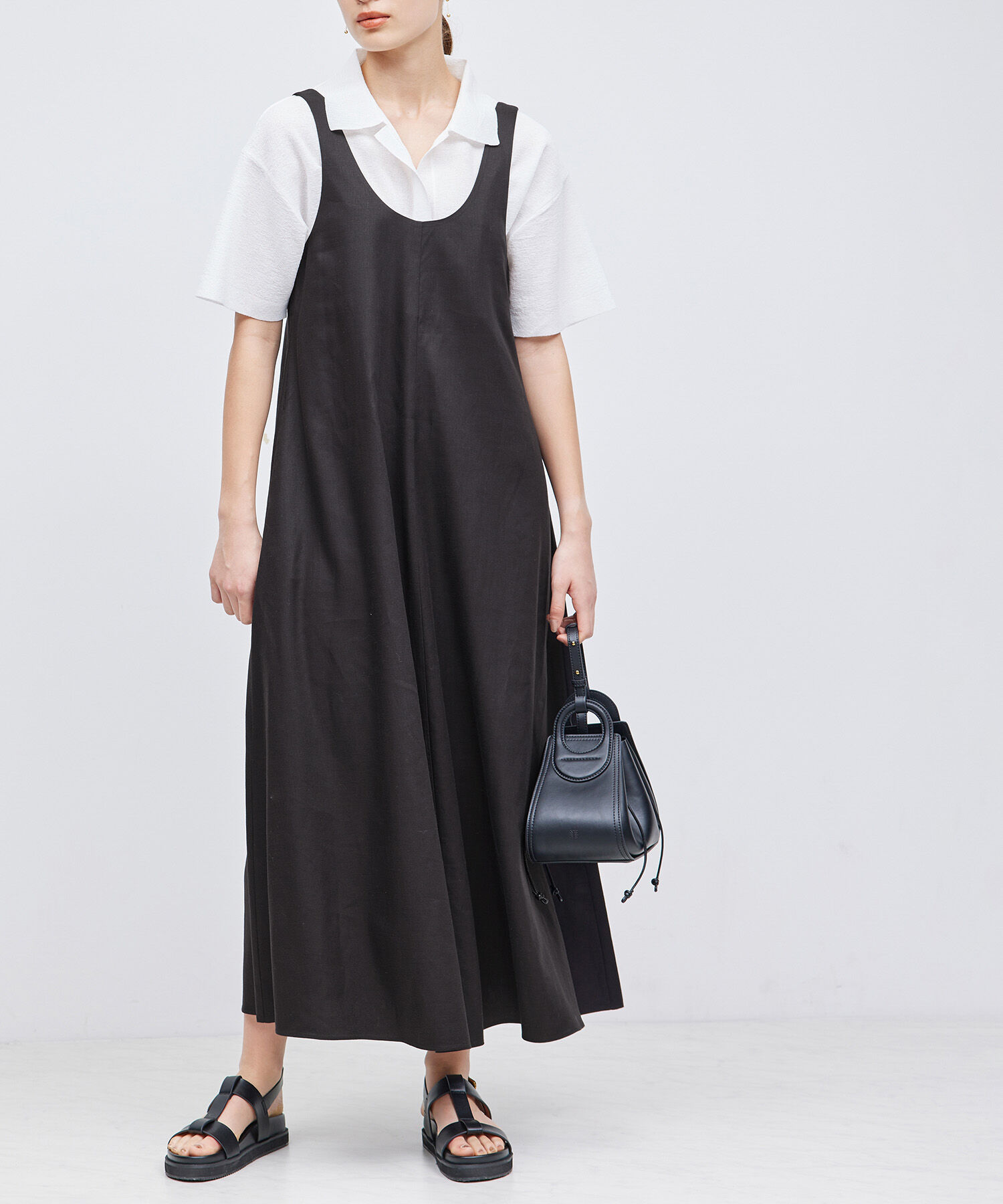 ROPE「レーヨンリネンフレアワンピース」|ワンピース|ブラック(01)