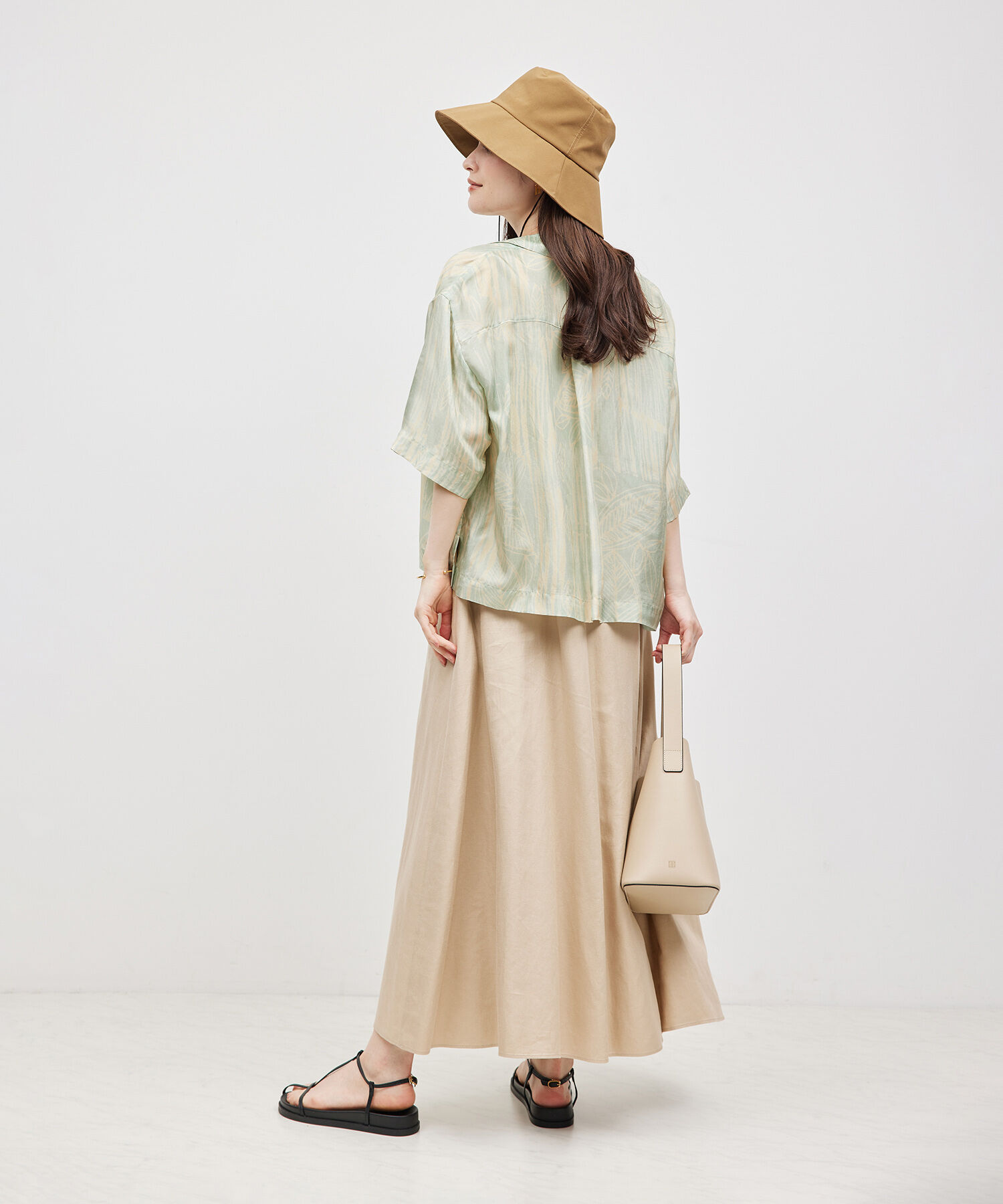 ROPE「【IPEKER】ニュアンスボタニカル開襟シャツ」|シャツ・ブラウス|