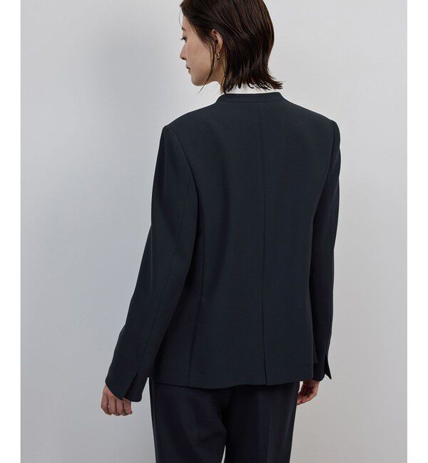 ROPE「トリアセダブルクロスＶネックジャケット/イージーケア」|ノーカラージャケット|