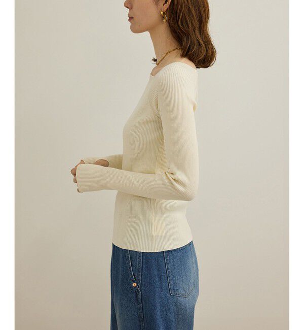 ROPE「【洗える】ワイドリブスクエアネックニット」|ニット・セーター|