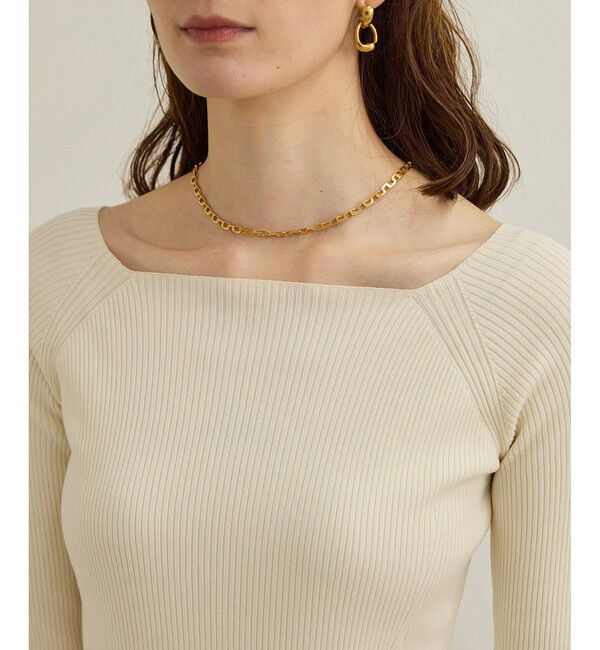 ROPE「【洗える】ワイドリブスクエアネックニット」|ニット・セーター|