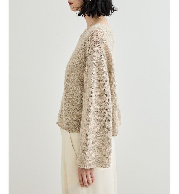 ROPE「【洗える】スラブリネン ボートネックプルオーバー」|ニット・セーター|