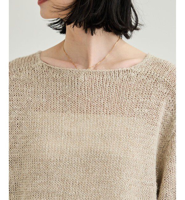 ROPE「【洗える】スラブリネン ボートネックプルオーバー」|ニット・セーター|