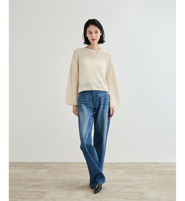ROPE「【洗える】スラブリネン ボートネックプルオーバー」|ニット・セーター|