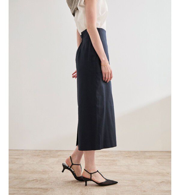 ROPE「【洗える】サテンリネン ポケット付きタイトスカート【34サイズ/J'aDoRe・店舗限定】/25SS」|スカート|