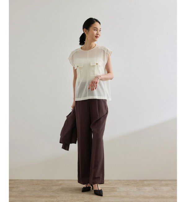 ROPE「レーヨンリネン センタープレスパンツ【セットアップジャケット・ワンピース対応】」|チノ|