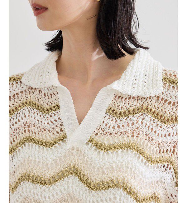 ROPE「【COOHEM（コーヘン）】ZIGZAG SUKASHI KNIT PULLOVER【WEB・一部店舗限定】【一部別注カラー】/洗える」|ポロシャツ|