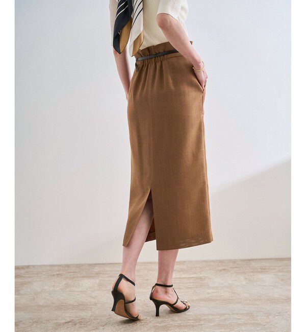 ROPE「リネンライク ポケット付きタイトスカート/イージーケア」|スカート|ブラウン系(22)