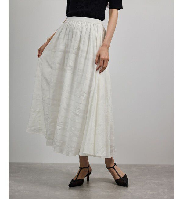 ROPE「【洗える】シアーチェックスカート/セットアップ対応」|スカート|ホワイト(10)