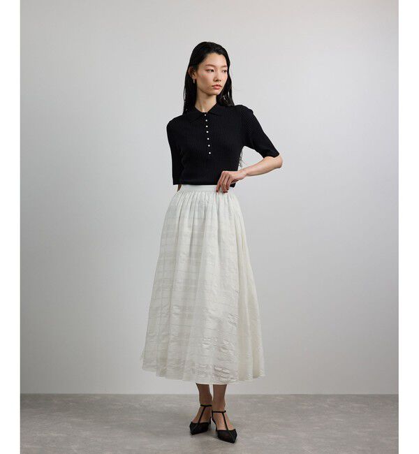 ROPE「【洗える】シアーチェックスカート/セットアップ対応」|スカート|