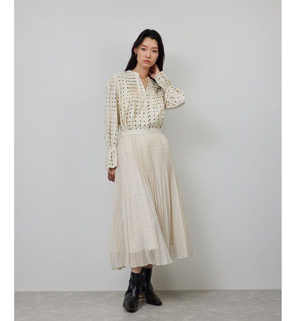 ROPE「スクエアドットプリントププリーツスカート」|スカート|