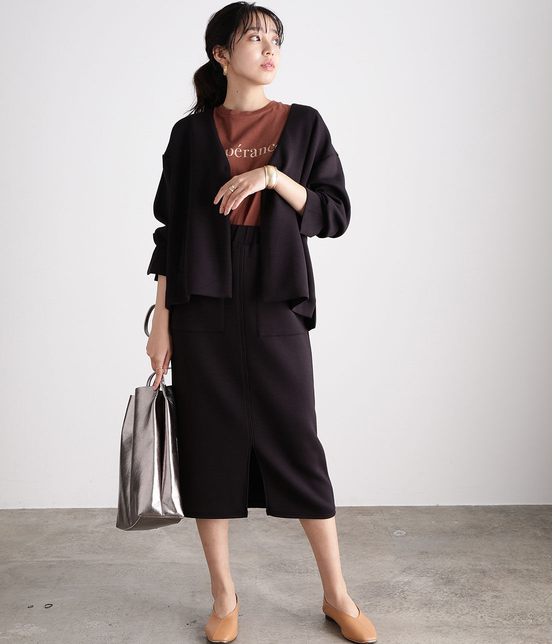 VIS「【スフレタッチ】ダンボールニットタイトスカート」|スカート|