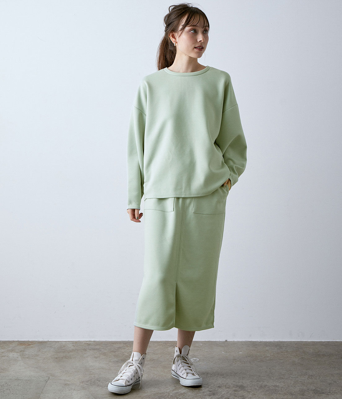 VIS「【スフレタッチ】ダンボールニットタイトスカート」|スカート|