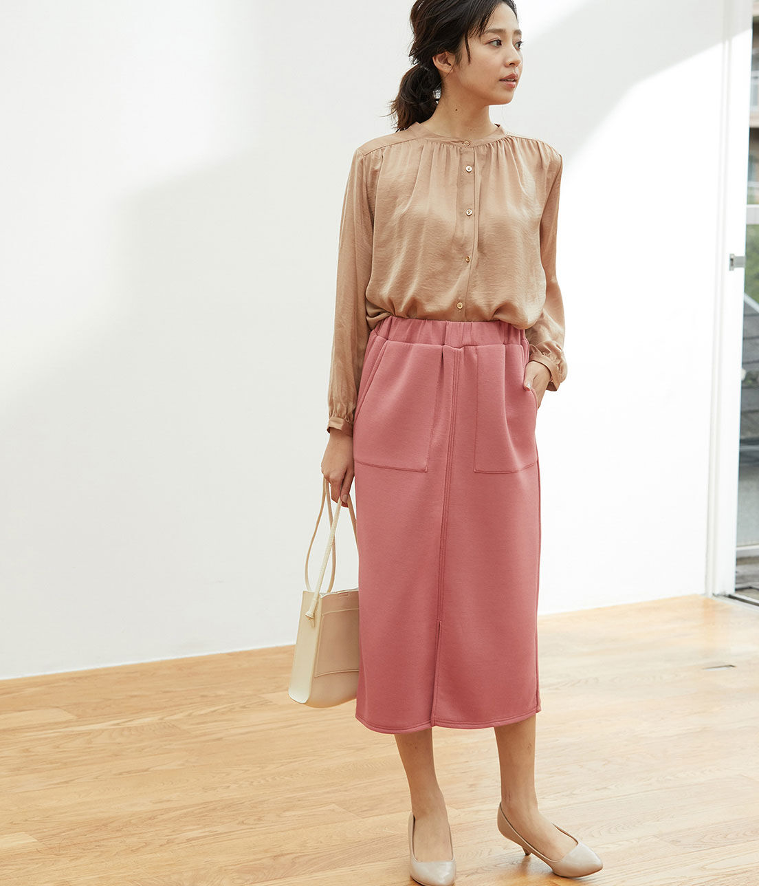 VIS「【スフレタッチ】ダンボールニットタイトスカート」|スカート|