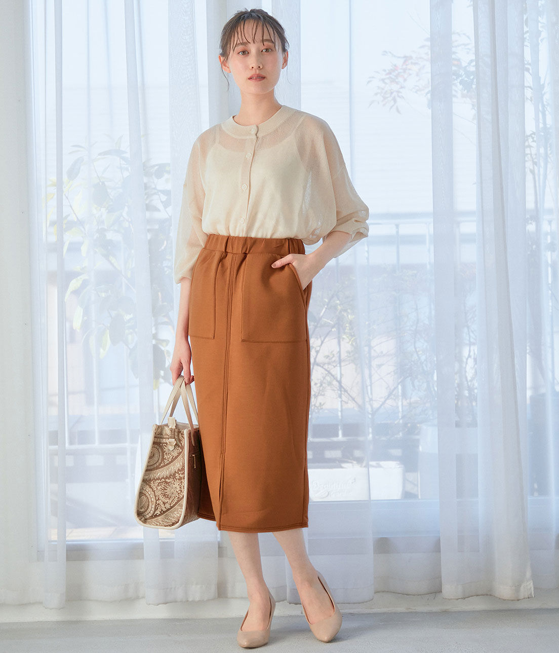 VIS「【スフレタッチ】ダンボールニットタイトスカート」|スカート|