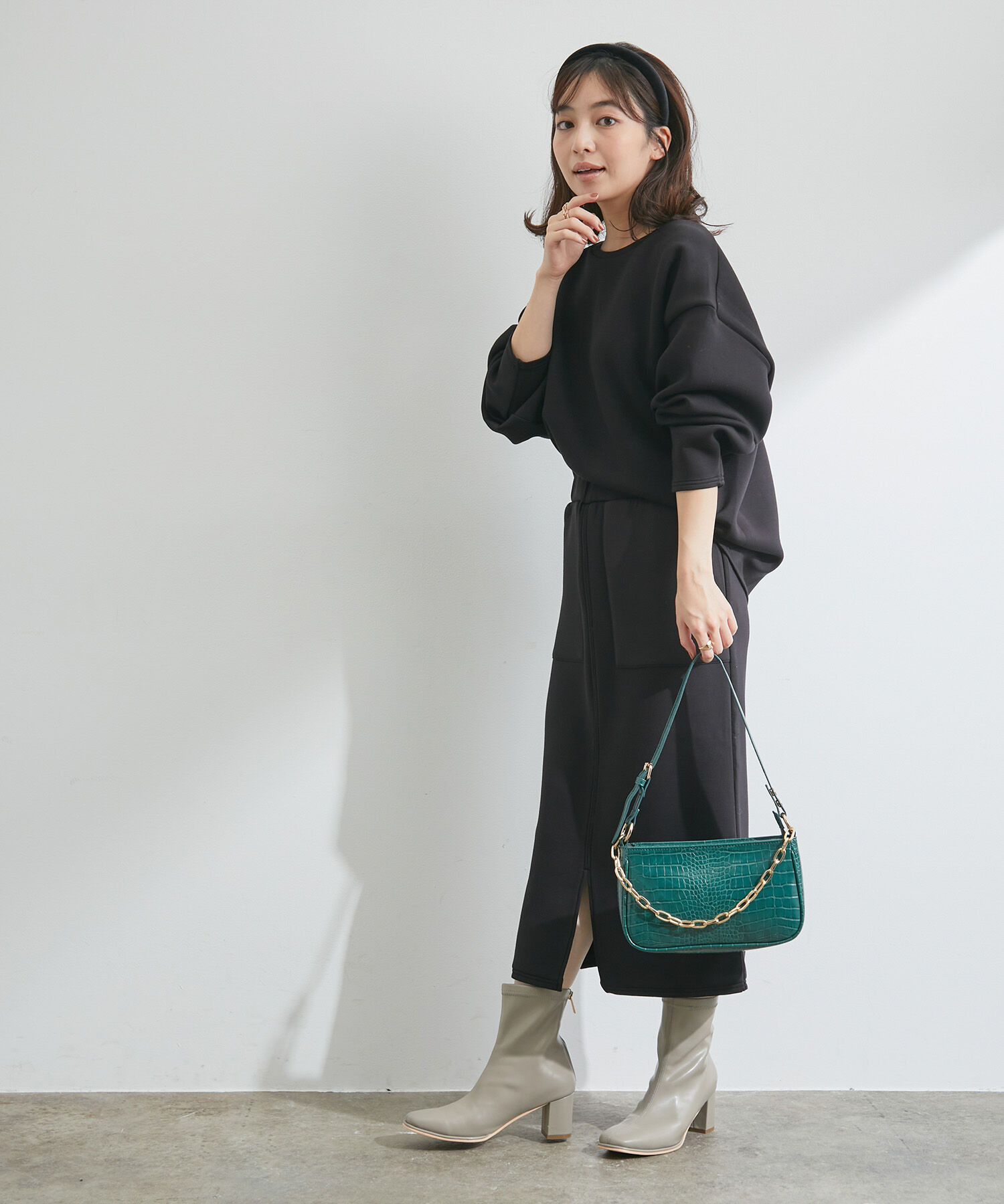 VIS「【スフレタッチ】ダンボールニットタイトスカート」|スカート|