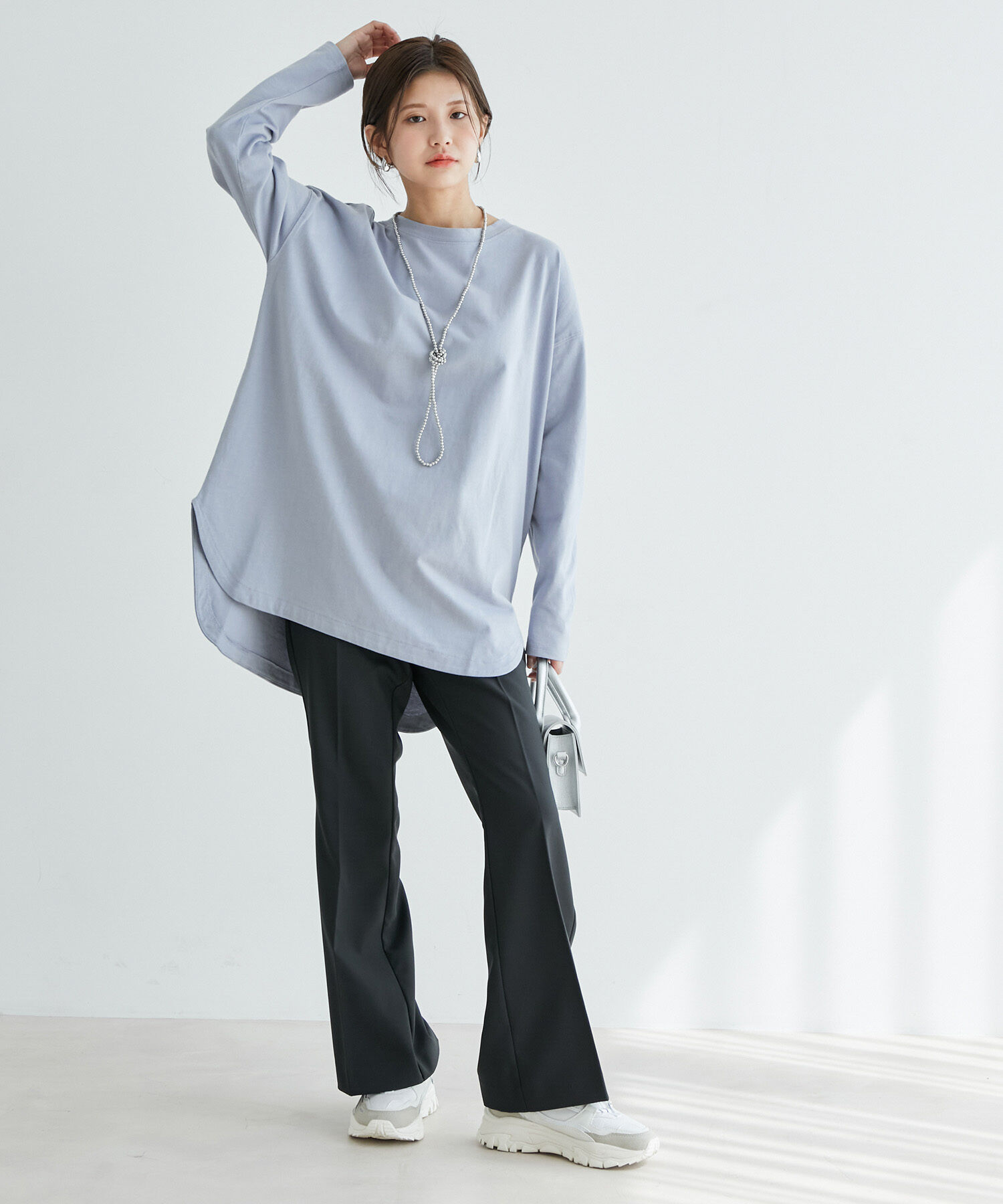 VIS「シルエットスッキリUSAコットンロングTシャツ」|Tシャツ・カットソー|