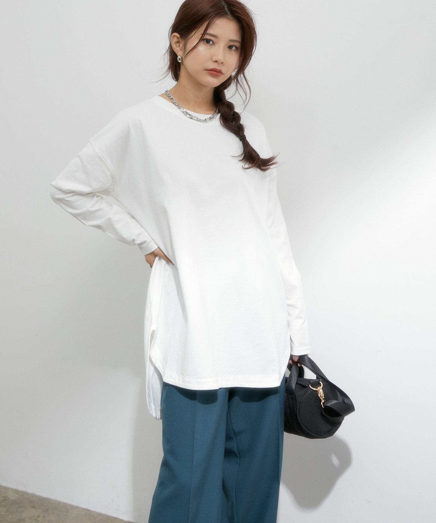 VIS「シルエットスッキリUSAコットンロングTシャツ」|Tシャツ・カットソー|