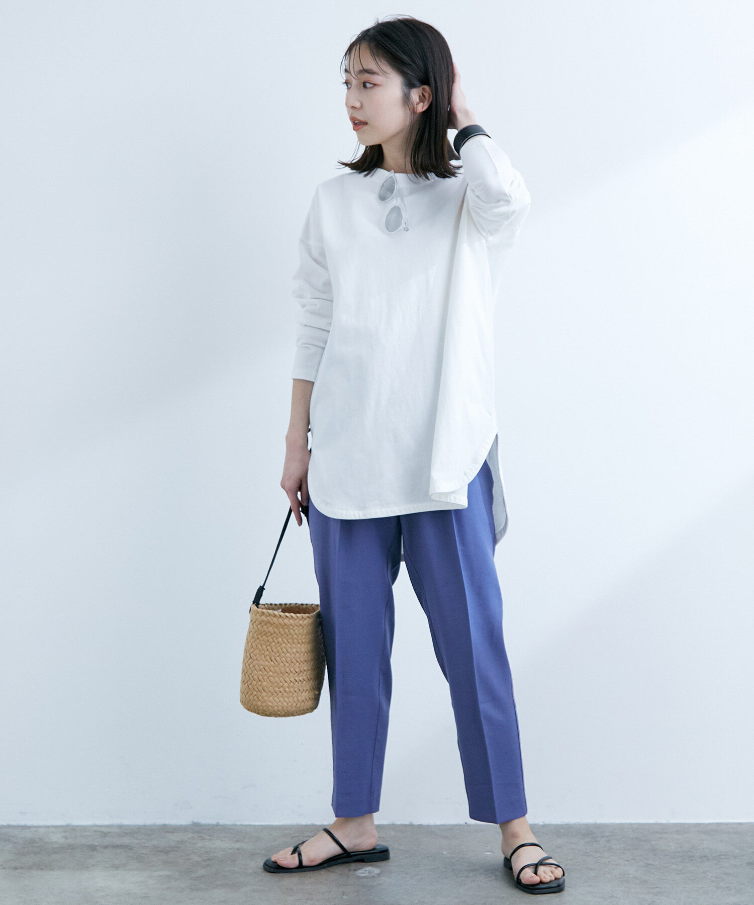 VIS「シルエットスッキリUSAコットンロングTシャツ」|Tシャツ・カットソー|