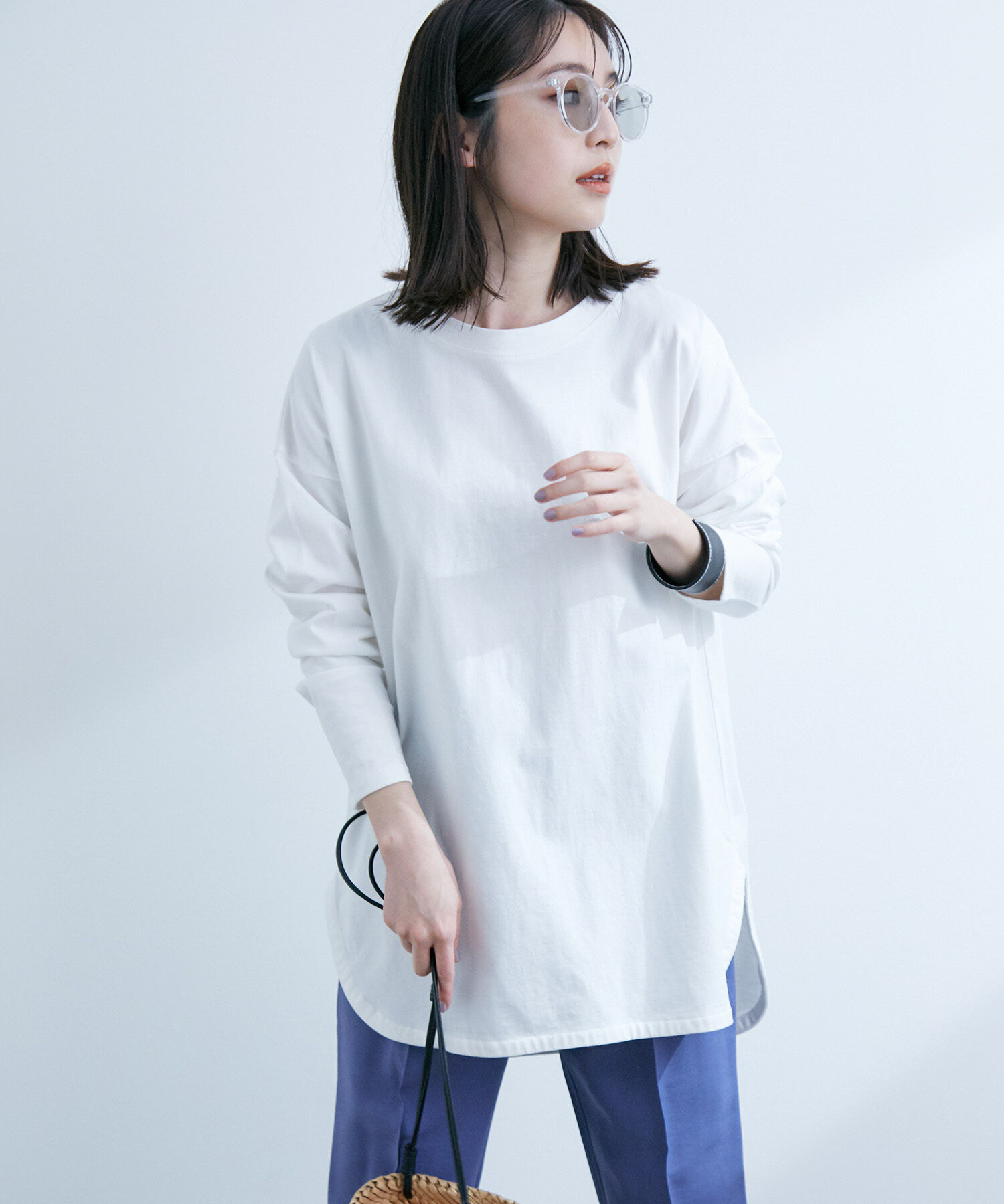 VIS「シルエットスッキリUSAコットンロングTシャツ」|Tシャツ・カットソー|