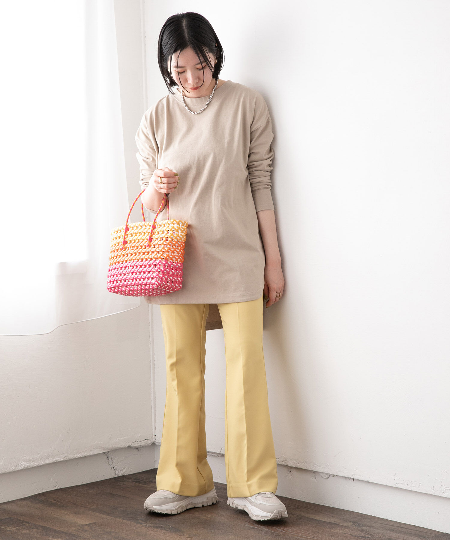 VIS「シルエットスッキリUSAコットンロングTシャツ」|Tシャツ・カットソー|