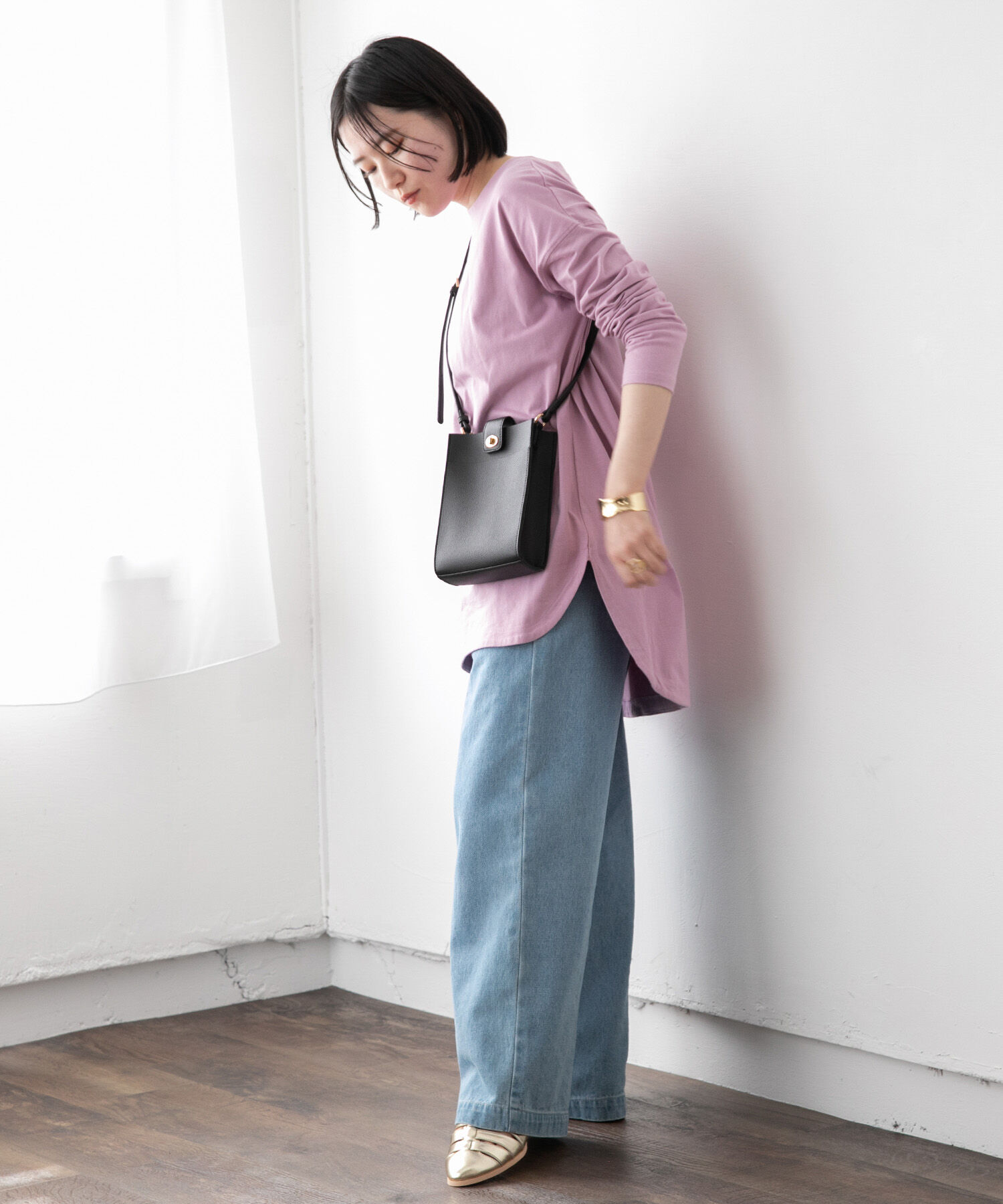 VIS「シルエットスッキリUSAコットンロングTシャツ」|Tシャツ・カットソー|