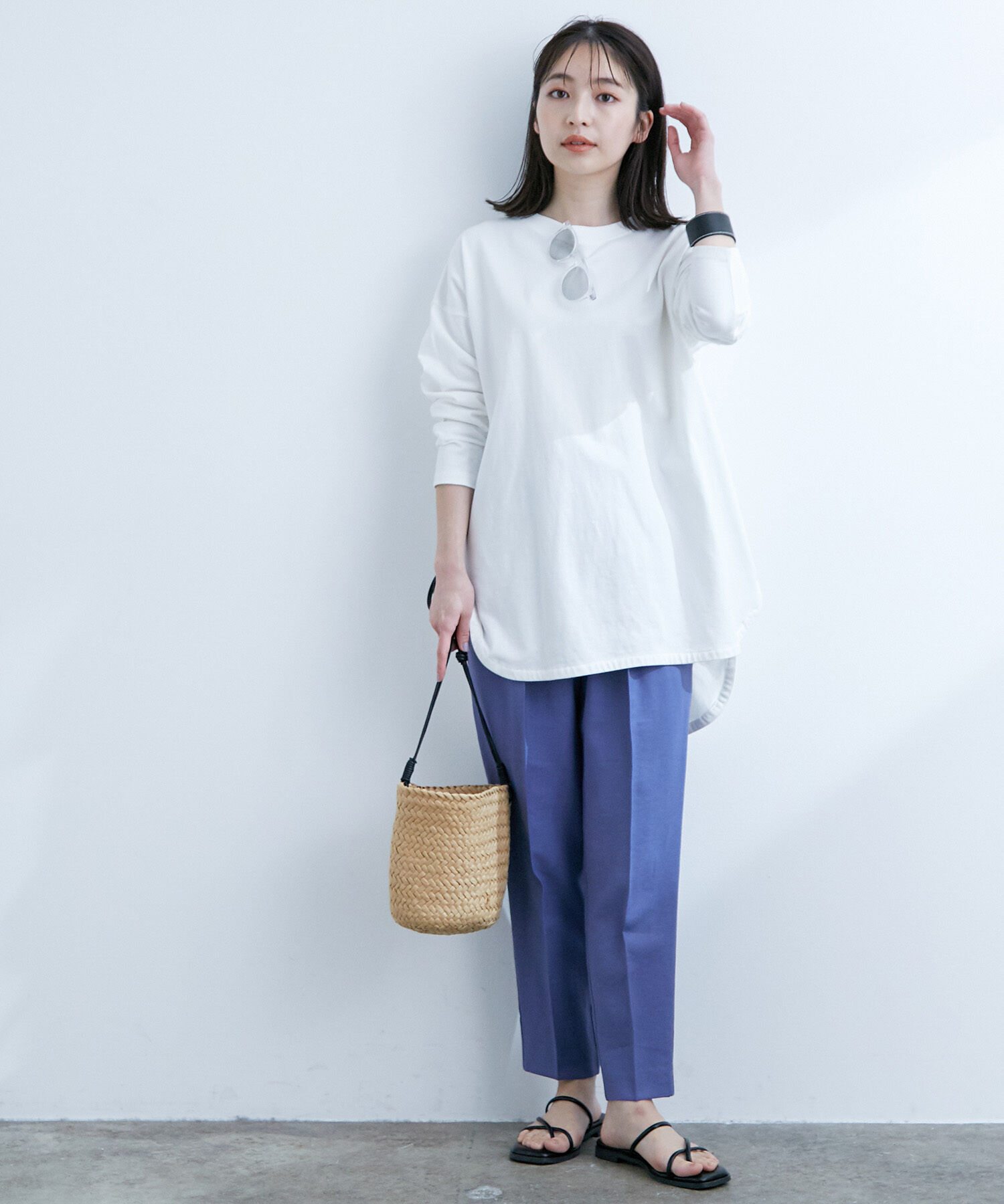 VIS「シルエットスッキリUSAコットンロングTシャツ」|Tシャツ・カットソー|