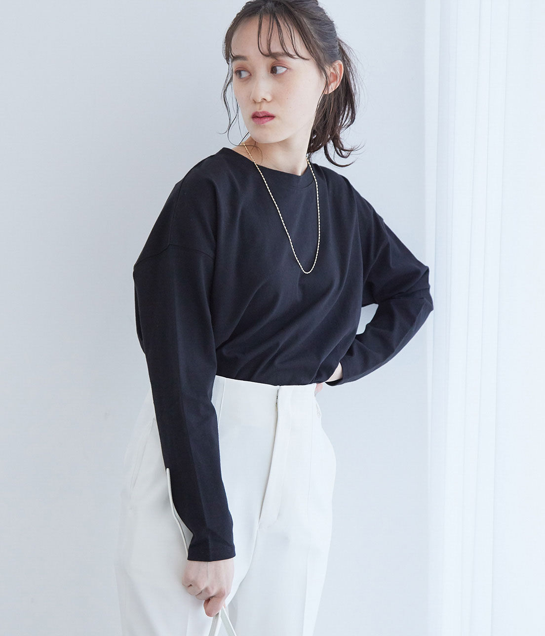 VIS「シルエットスッキリUSAコットンロングTシャツ」|Tシャツ・カットソー|