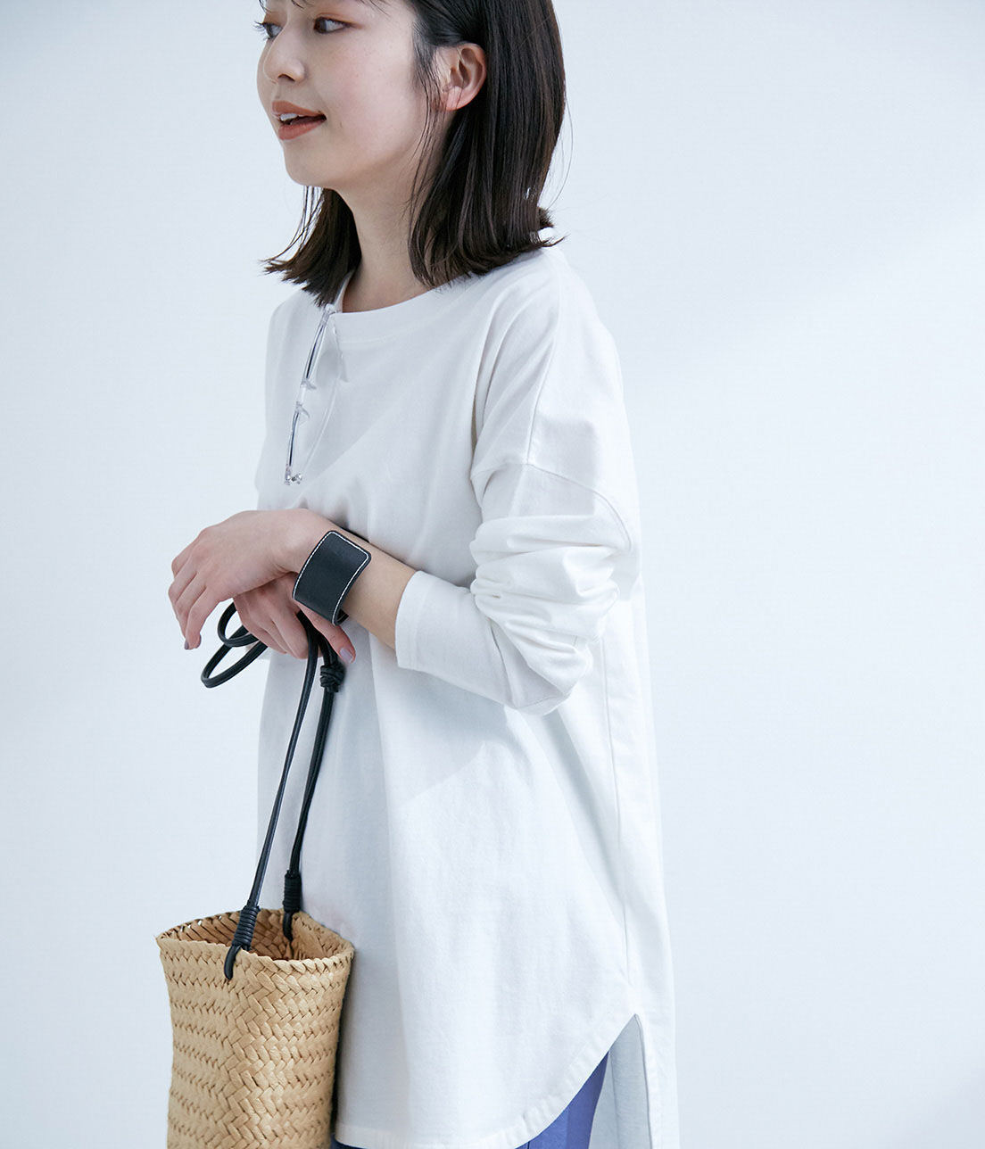 VIS「シルエットスッキリUSAコットンロングTシャツ」|Tシャツ・カットソー|