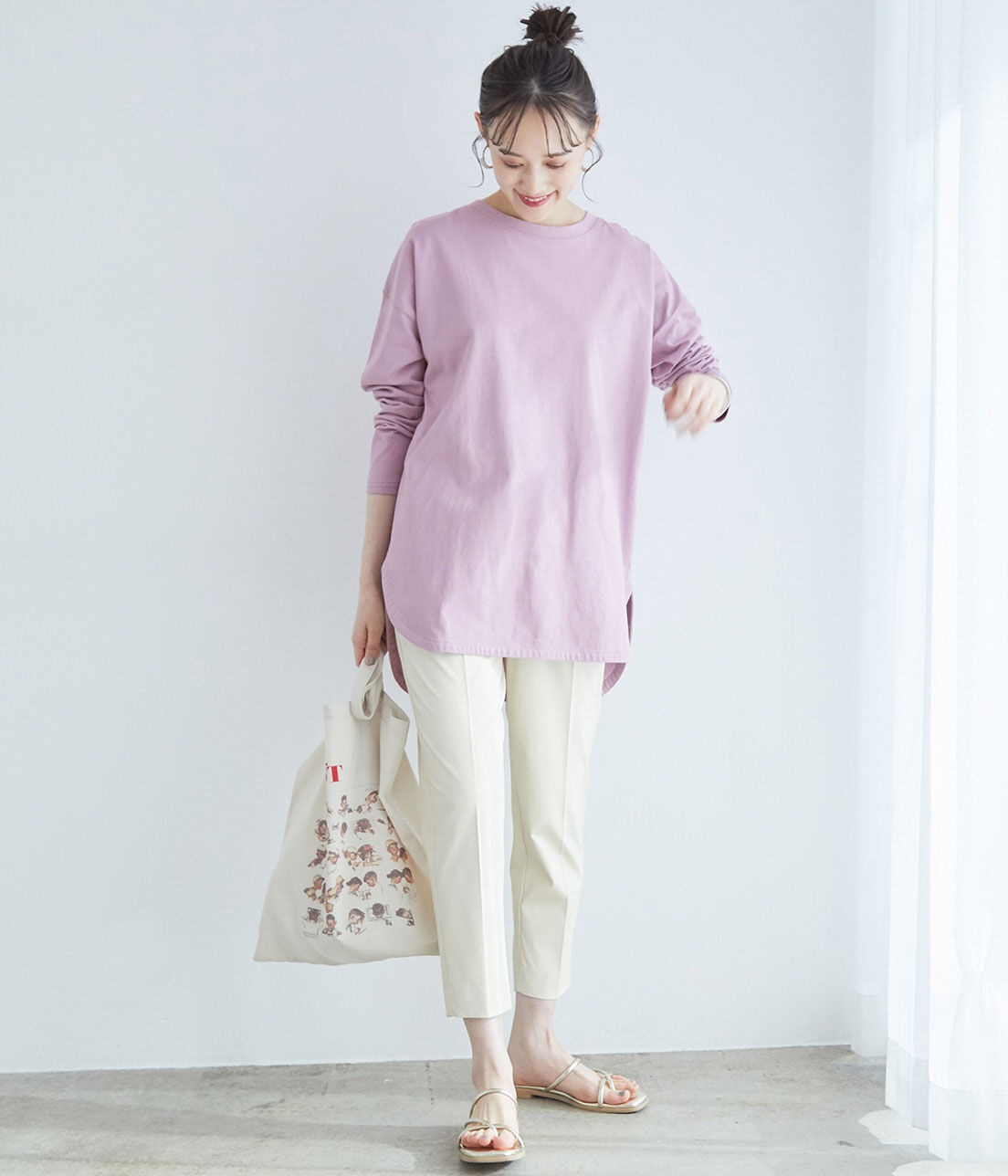 VIS「シルエットスッキリUSAコットンロングTシャツ」|Tシャツ・カットソー|