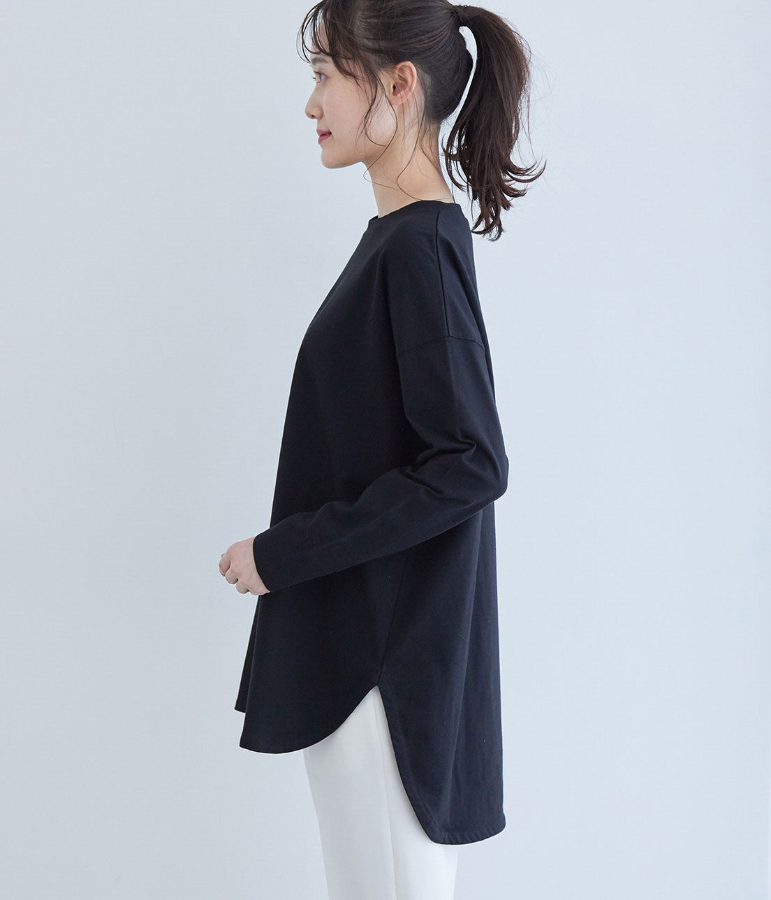 VIS「シルエットスッキリUSAコットンロングTシャツ」|Tシャツ・カットソー|