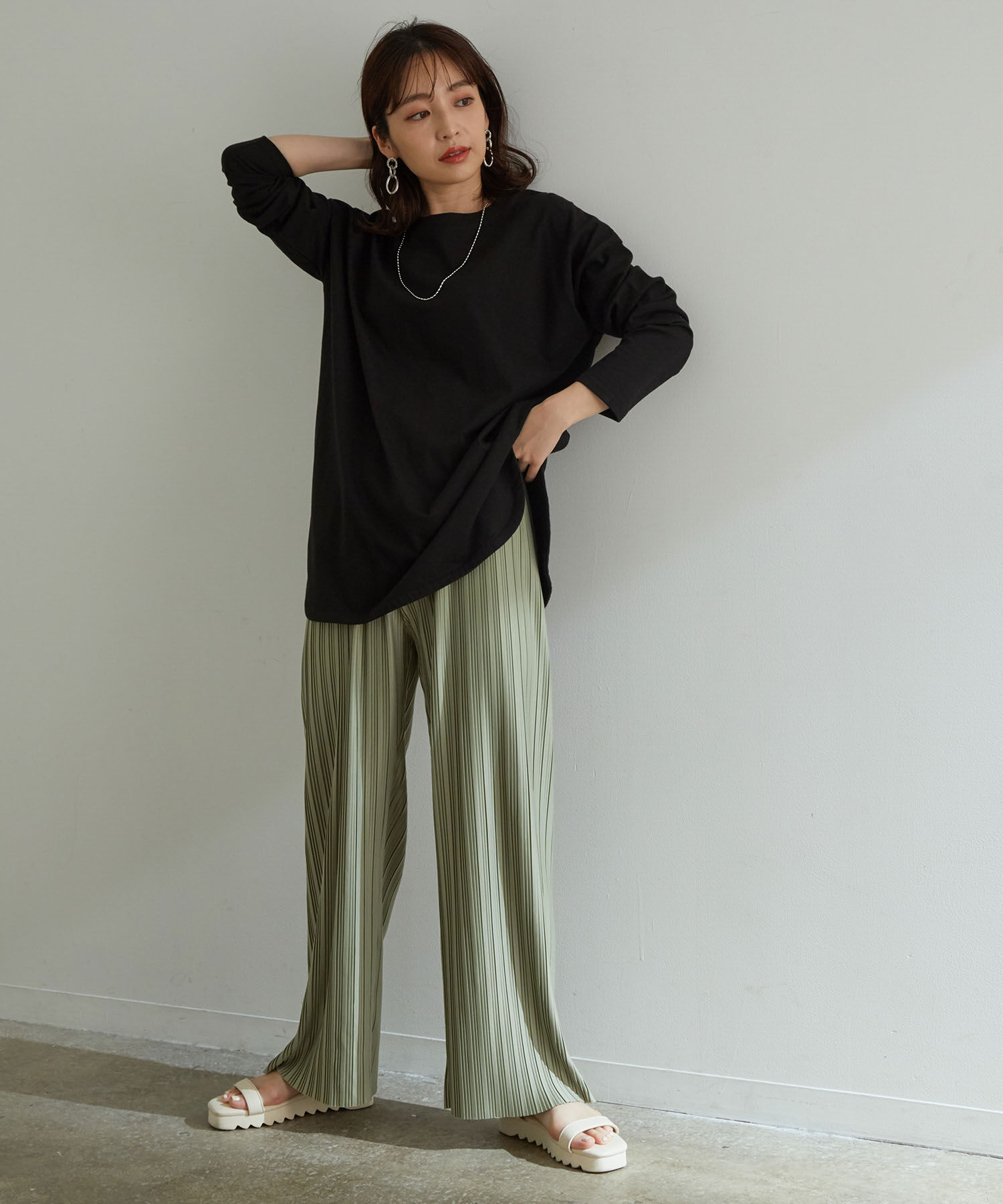 VIS「シルエットスッキリUSAコットンロングTシャツ」|Tシャツ・カットソー|