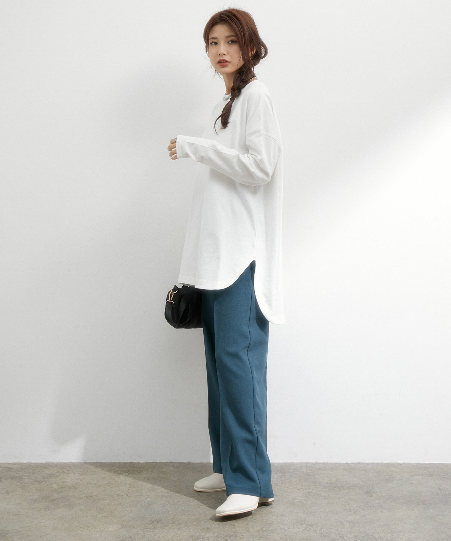 VIS「シルエットスッキリUSAコットンロングTシャツ」|Tシャツ・カットソー|